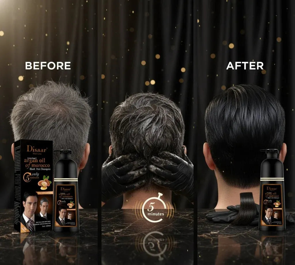Disaar Argan Oil of Morocco Black Hair Shampoo – 400ML | Fast Coloring & Grey Coverage Shampoo