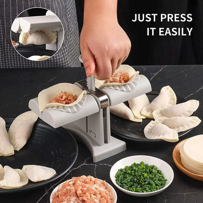 Automatic Double-Head Dumpling Maker Press – Quick DIY Samosa & Dumpling Mold Machine