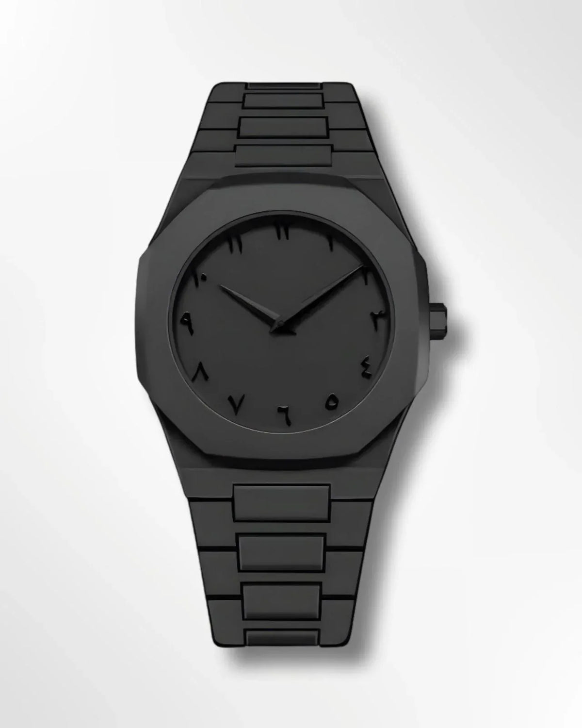 Stainless Steel Arabic Dial Watch | Matte Black Luxury Men's Timepiece