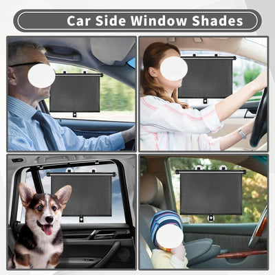 Retractable Car Window Sun Shades (2-Piece Set) | UV Protection & Privacy Roller Shade for Vehicle Side Windows