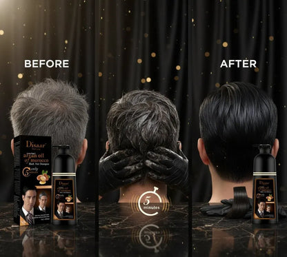 Disaar Argan Oil of Morocco Black Hair Shampoo – 400ML | Fast Coloring & Grey Coverage Shampoo