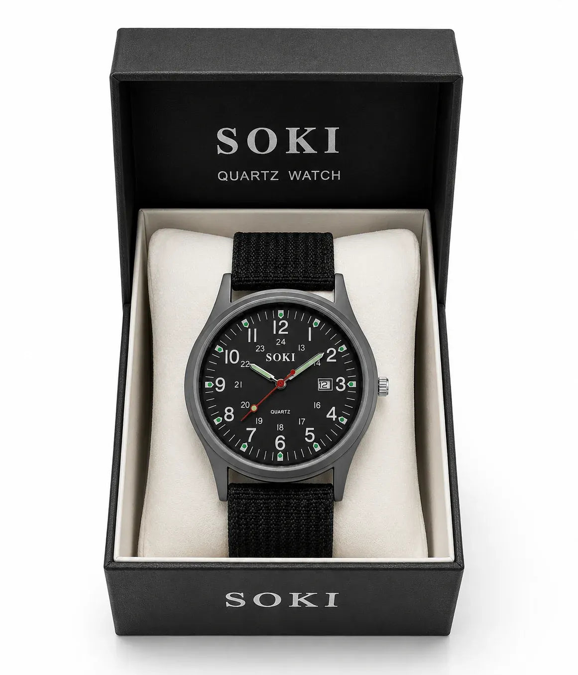 Nylon Strap Analog Wristwatch | Casual Military-Style Quartz Watch with Date Window