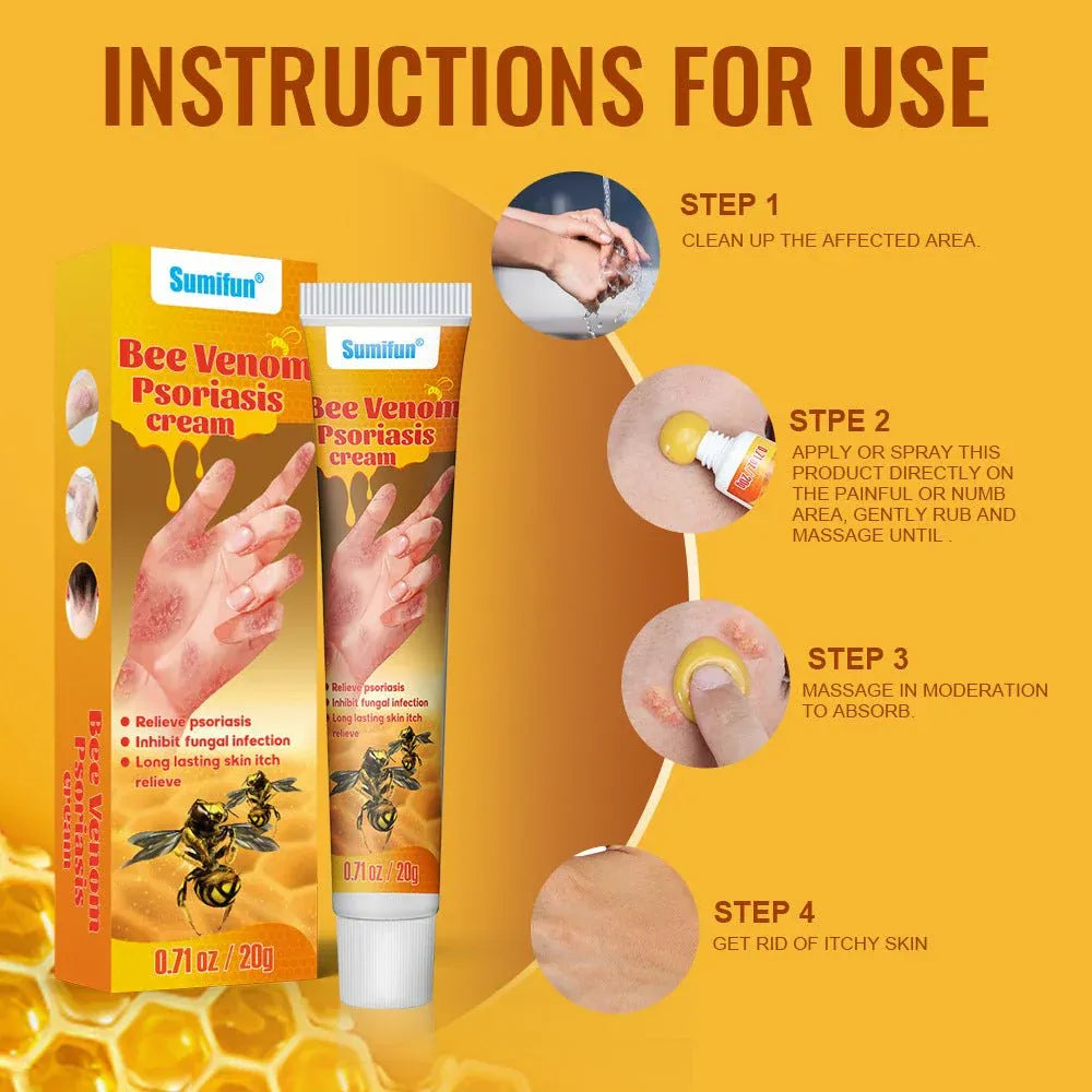 Sumifun Bee Venom Psoriasis & Eczema Relief Cream – Herbal Anti-Itch & Skin Repair Ointment (20g)