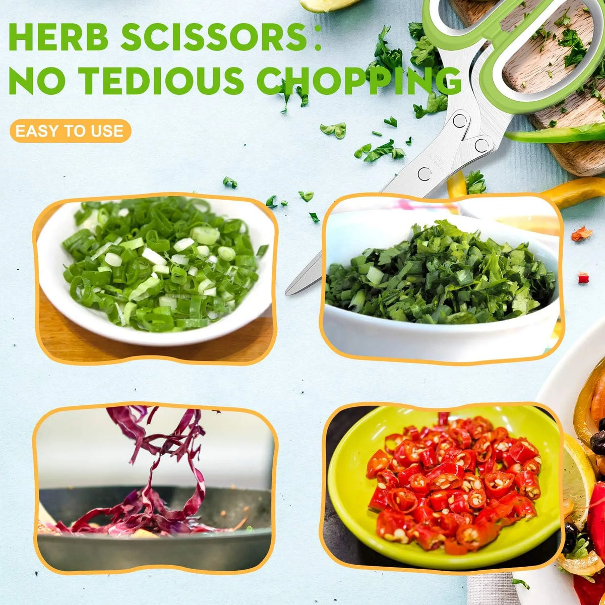 5-Blade Herb Scissors ✂️🌿 | Multi-Cut Stainless Steel Kitchen Shears