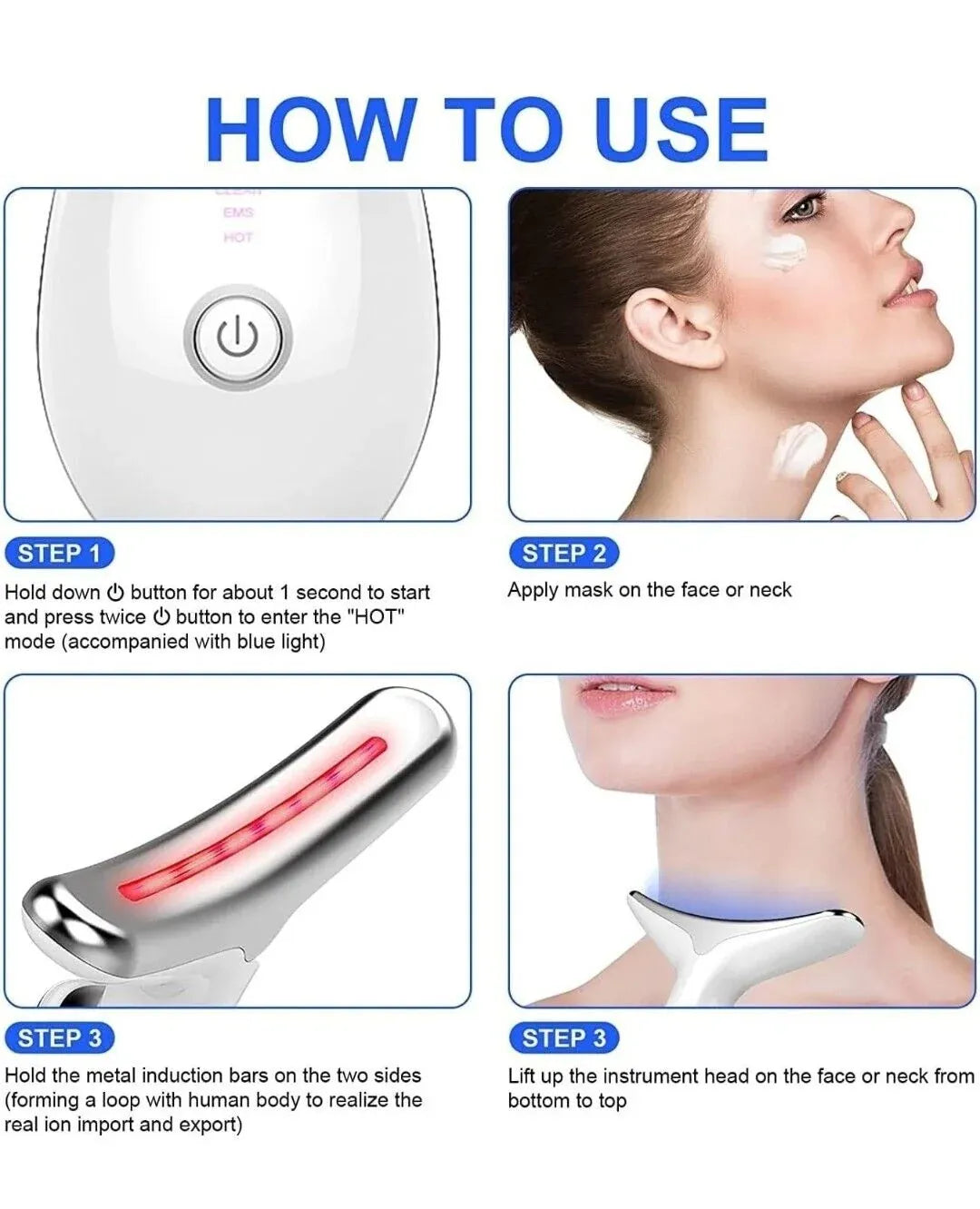 Anti Wrinkle Beauty Apparatus ✨💆‍♀️ | 4-in-1 Face & Neck Skincare Device