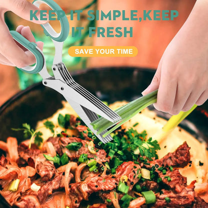 5-Blade Herb Scissors ✂️🌿 | Multi-Cut Stainless Steel Kitchen Shears
