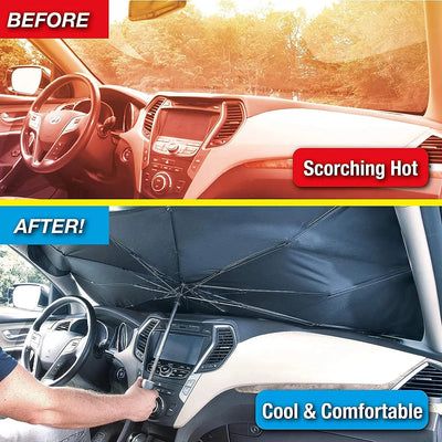 Foldable Car Windshield Sun Shade Umbrella – UV Heat Blocker & Interior Protector