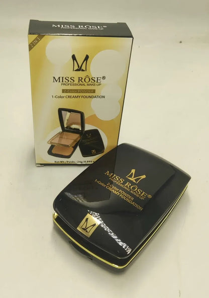 Miss Rose 2-in-1 Powder & Creamy Foundation | 24g Matte & Natural Makeup Compact