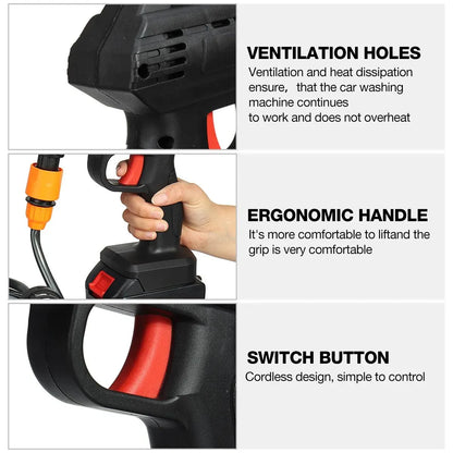 Cordless Car Pressure Washer | 24V Portable High-Pressure Water Gun & Cleaning Tool