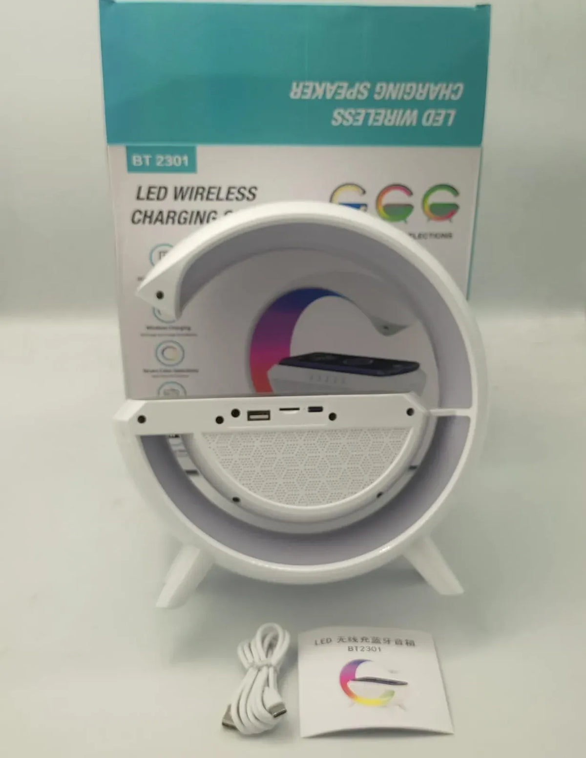 BT2301 Big G LED Wireless Charging Speaker | Multi-Function Atmosphere Lamp & Bluetooth Speaker