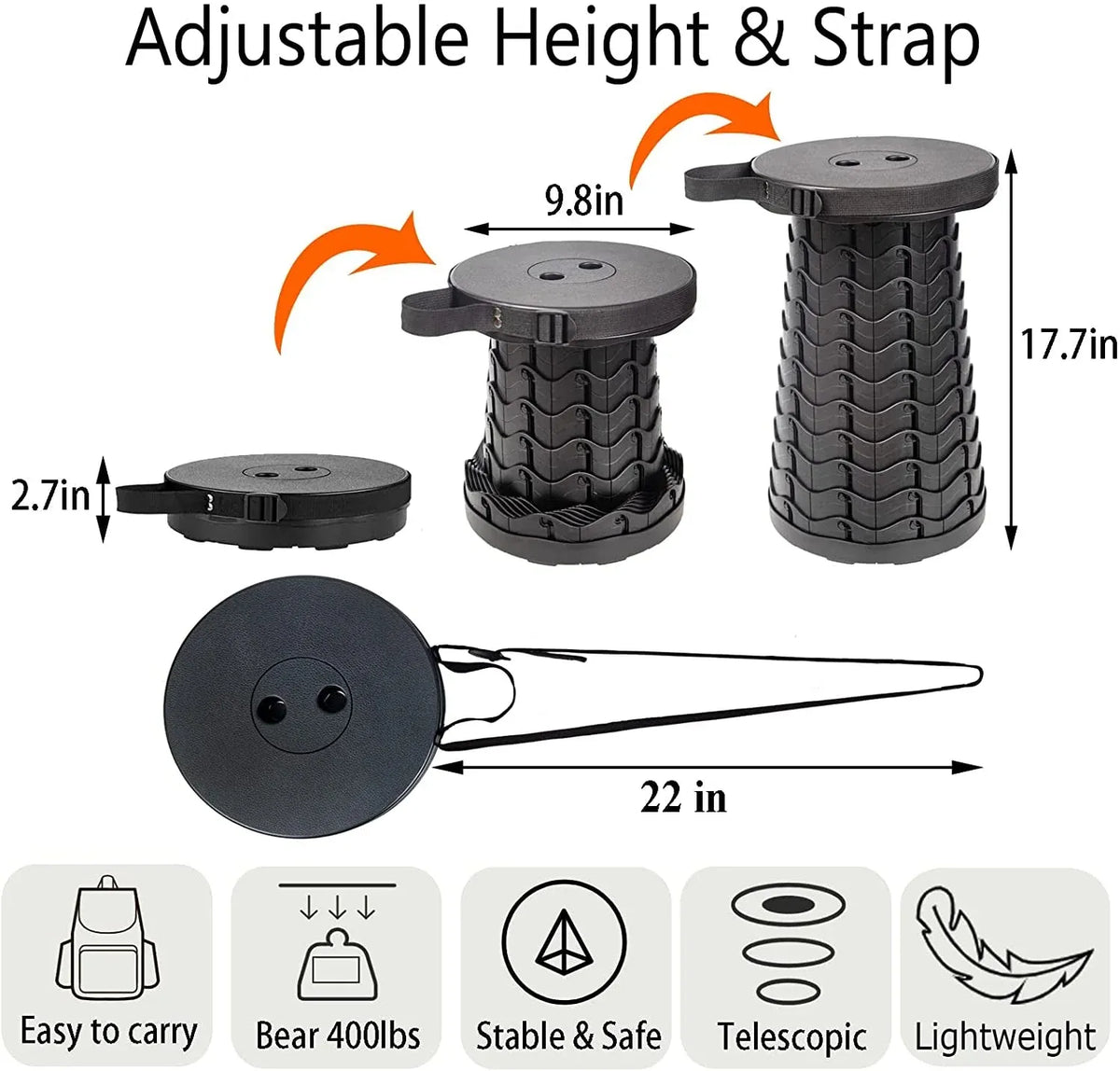 Sawoolives Portable Foldable Telescopic Stool 💺✨ | Compact Retractable Camping Chair