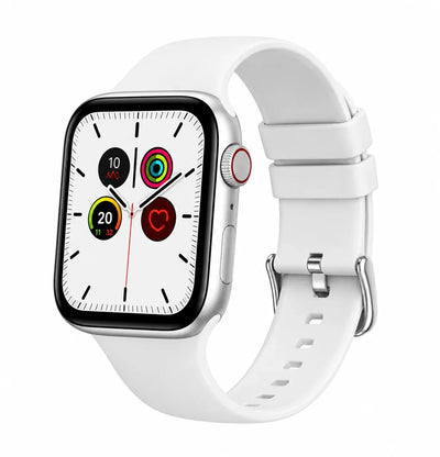 Men Smart Watch with White Silicone Strap | Square Touchscreen Fitness & Lifestyle Smartwatch