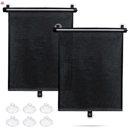 Retractable Car Window Sun Shades (2-Piece Set) | UV Protection & Privacy Roller Shade for Vehicle Side Windows