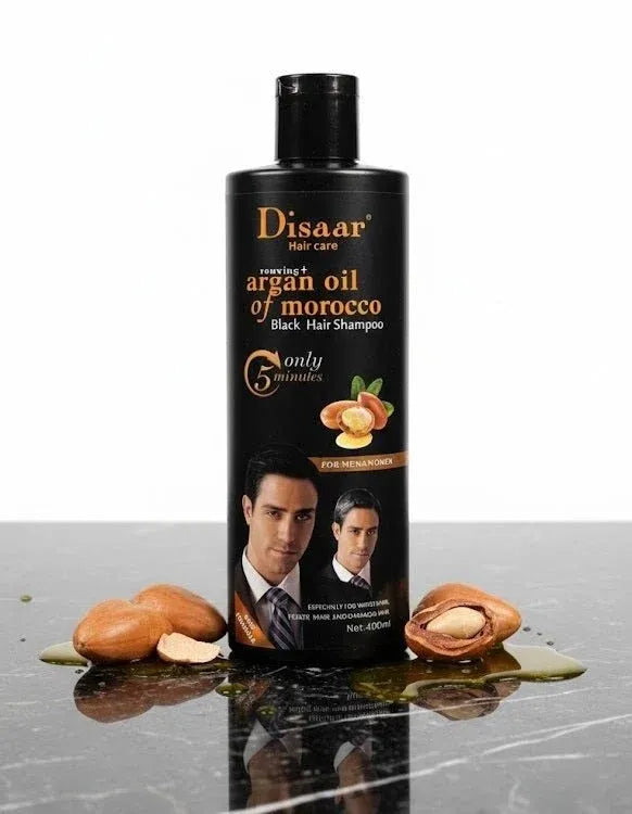 Disaar Argan Oil of Morocco Black Hair Shampoo – 400ML | Fast Coloring & Grey Coverage Shampoo